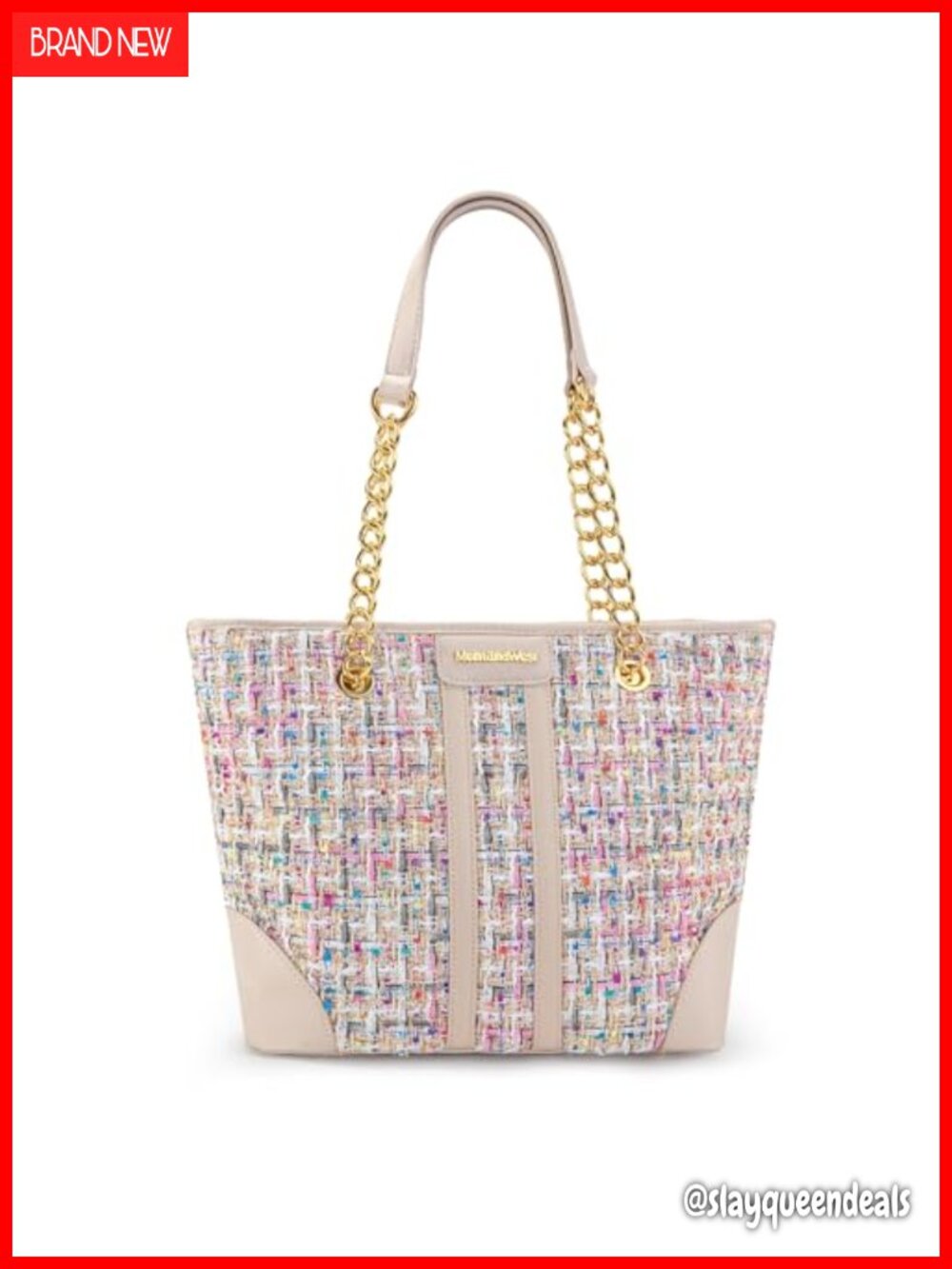 Quilted Chain Tote Bag, fits 13" laptop